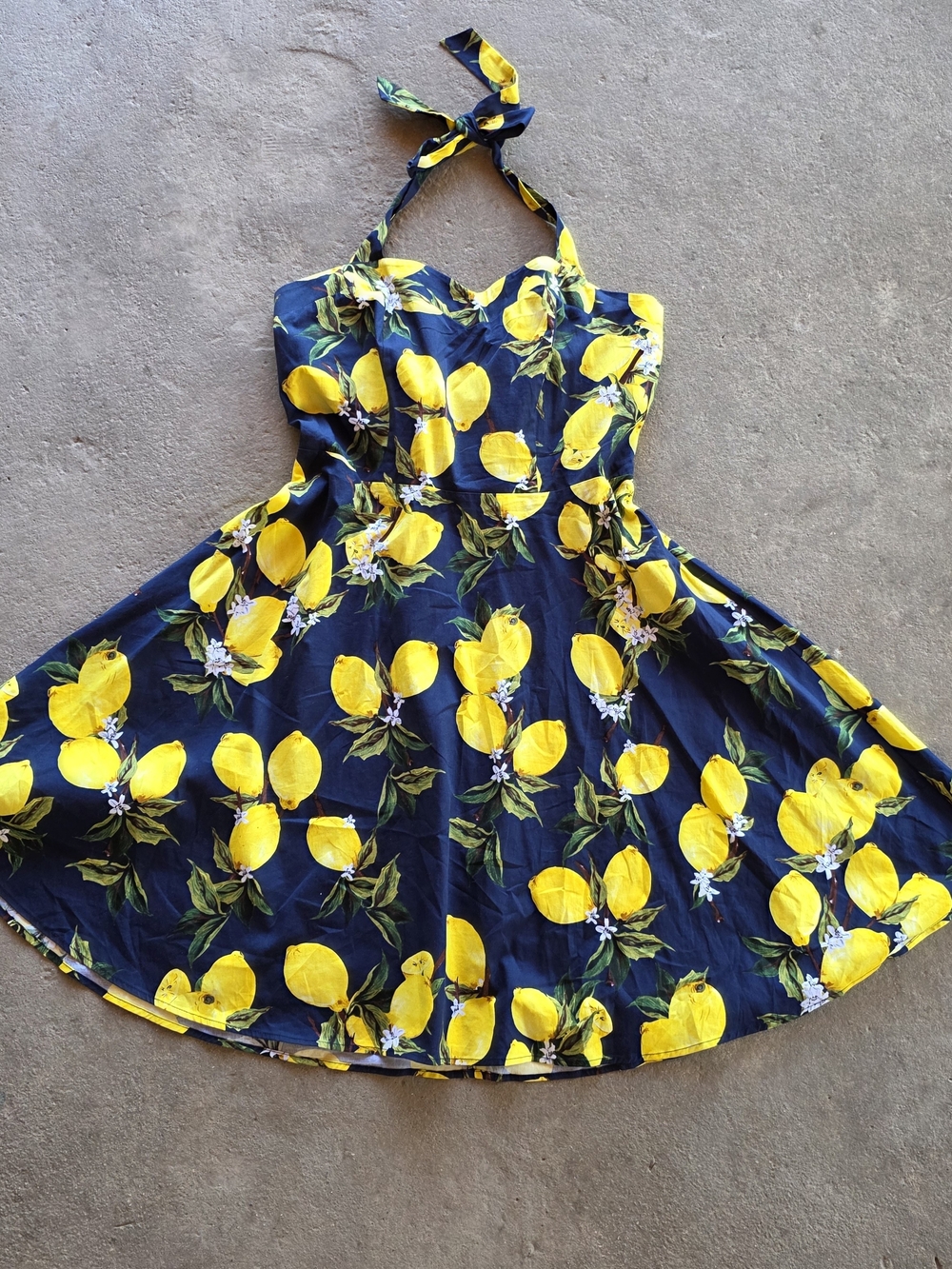 Topdress Lemon Print Halter Swing Dress - Rockabilly Pin-up Retro - 3XL